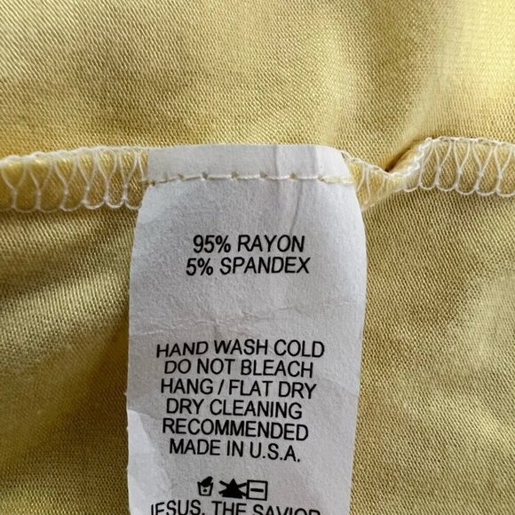 Reborn J Womens Blouse Solid Yellow Long Sleeve Scoop Neck Stretch Knit M - Picture 9 of 10